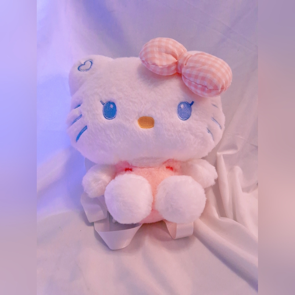 Adorable Hello Kitty Plush Backpack - Pink & White Aprox 12"